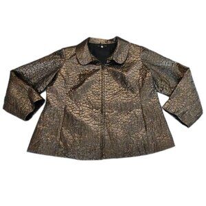 Scott Taylor Jacket Plus Size 2X Zip Complete Metallic Bronze Pockets 90s